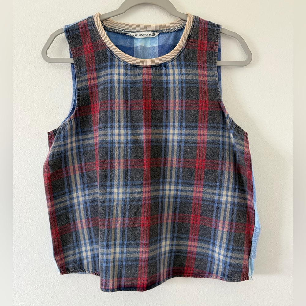 Hippie Laundry Plaid Two Tone Boho Cotton Crewneck Tank size medium